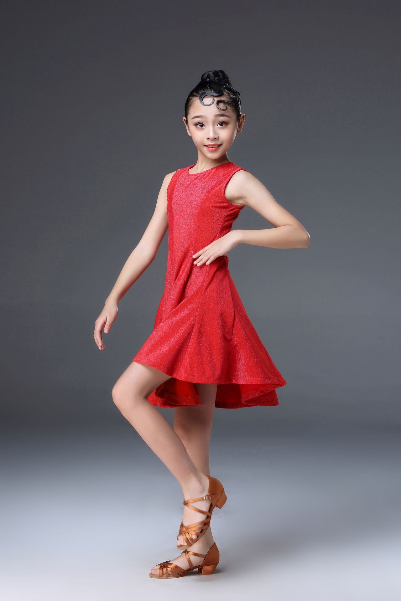 儿童拉丁舞裙女童拉丁舞练功裙女孩跳舞服装少儿比赛考级比赛服装