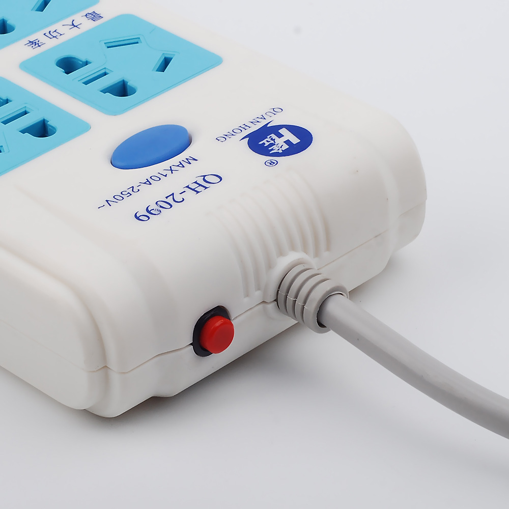 厂家直销安全门插座 带过载保护2米10孔位插线板 带开关接线插座