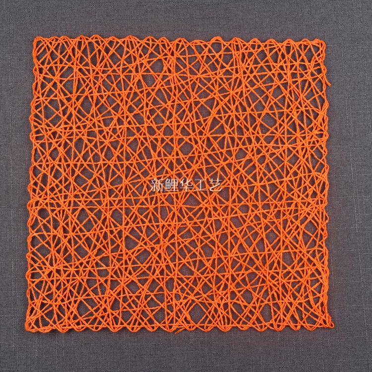 正方形纸绳餐垫 幼儿园装饰作品展示贴diy手工背景布纸绳编织挂饰