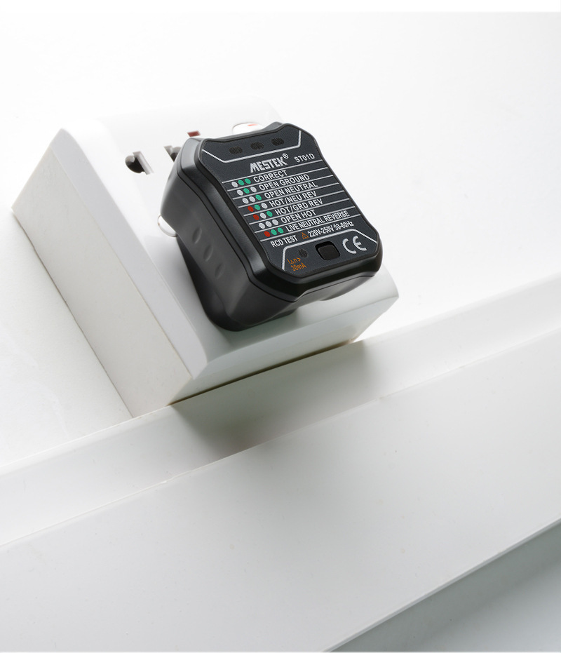 st01d欧美英澳规插座测试仪电源极性检测器相位检测仪线路验电器