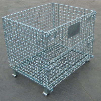 折叠式仓储笼可移动可堆高加强铁丝金属周转筐钢丝仓储笼配件