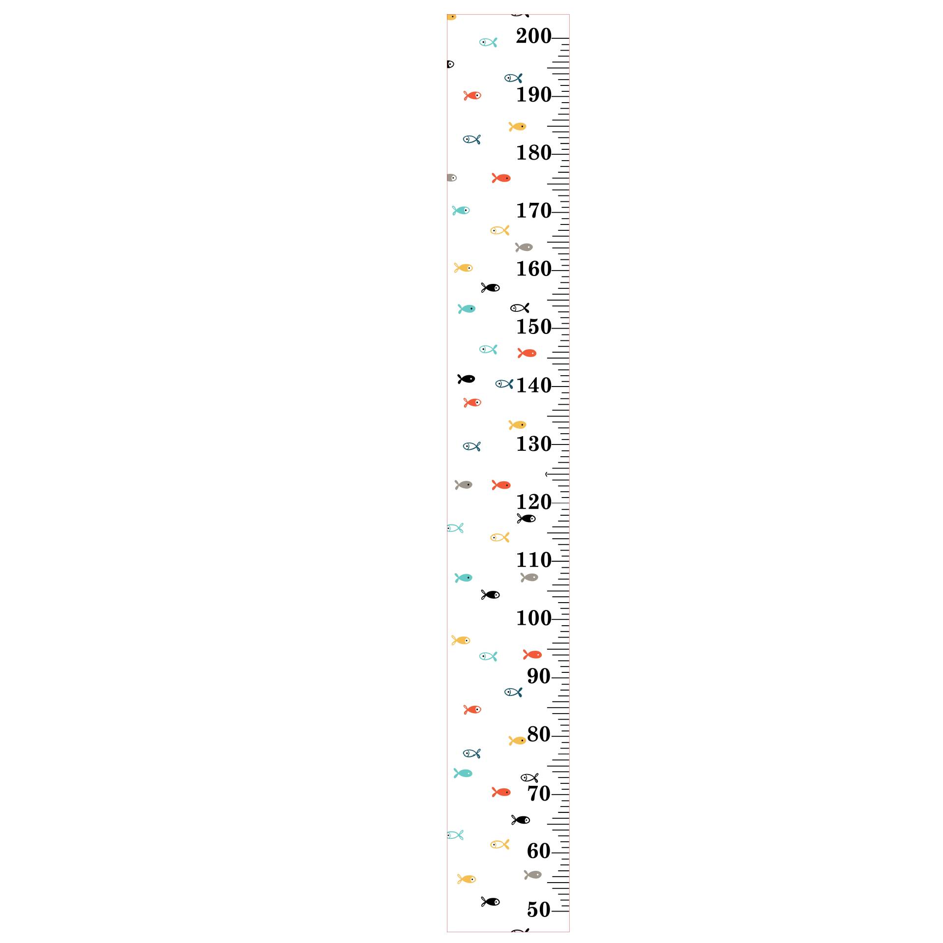 简约彩色小鱼油画尺宝宝身高尺墙贴儿童房卧室身高道具挂画hm007