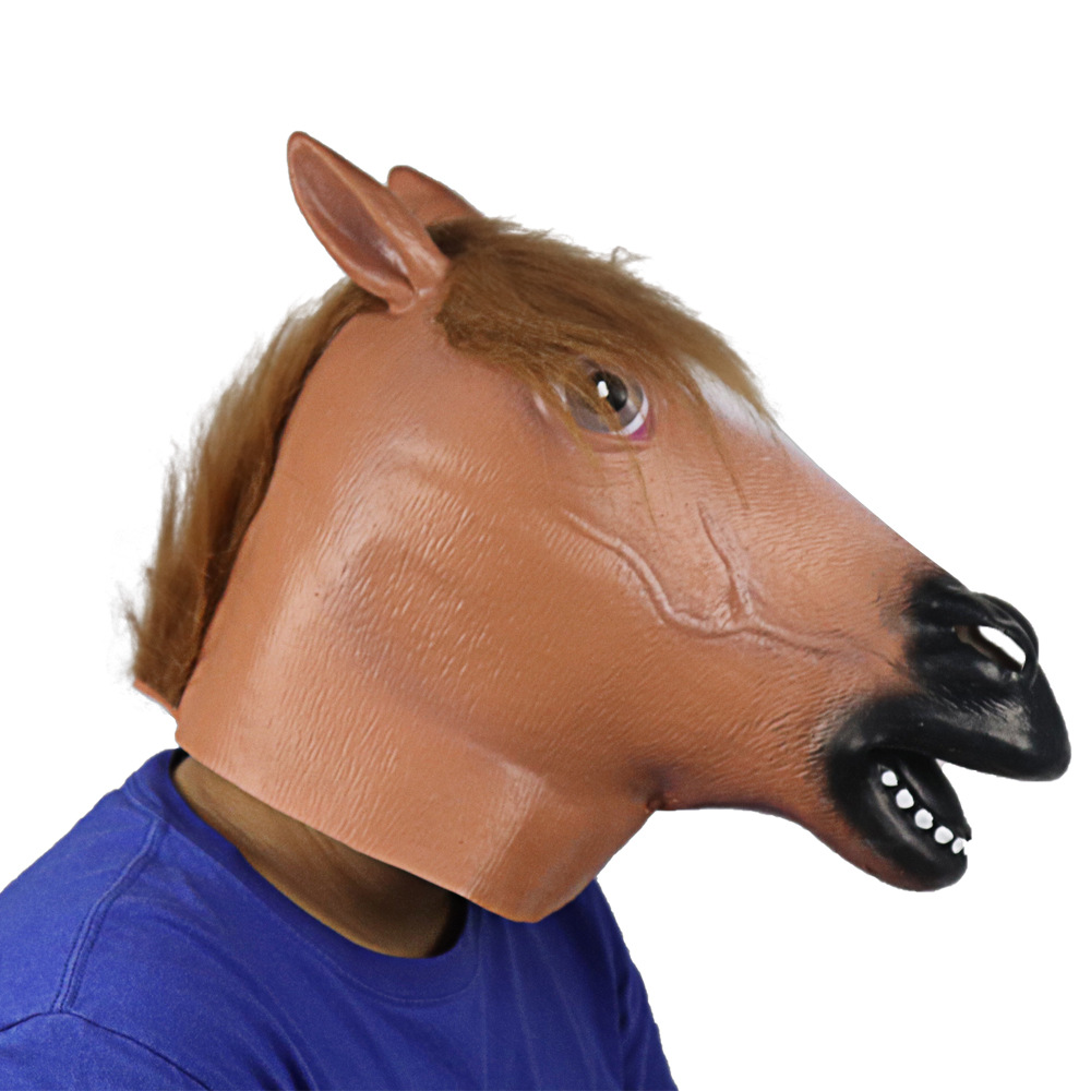 马头面具 动物头套 江南style犬马君 万圣节棕马面具乳胶面具批发