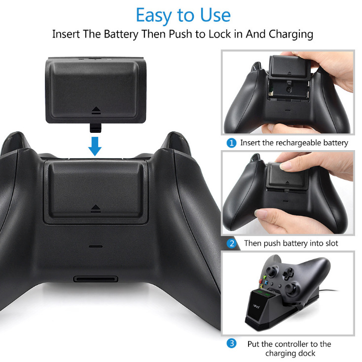 XboxOne Slim X Wireless Handle Battery Pack Dual Battery Fixed Charger with LED Display Light Handle Charger