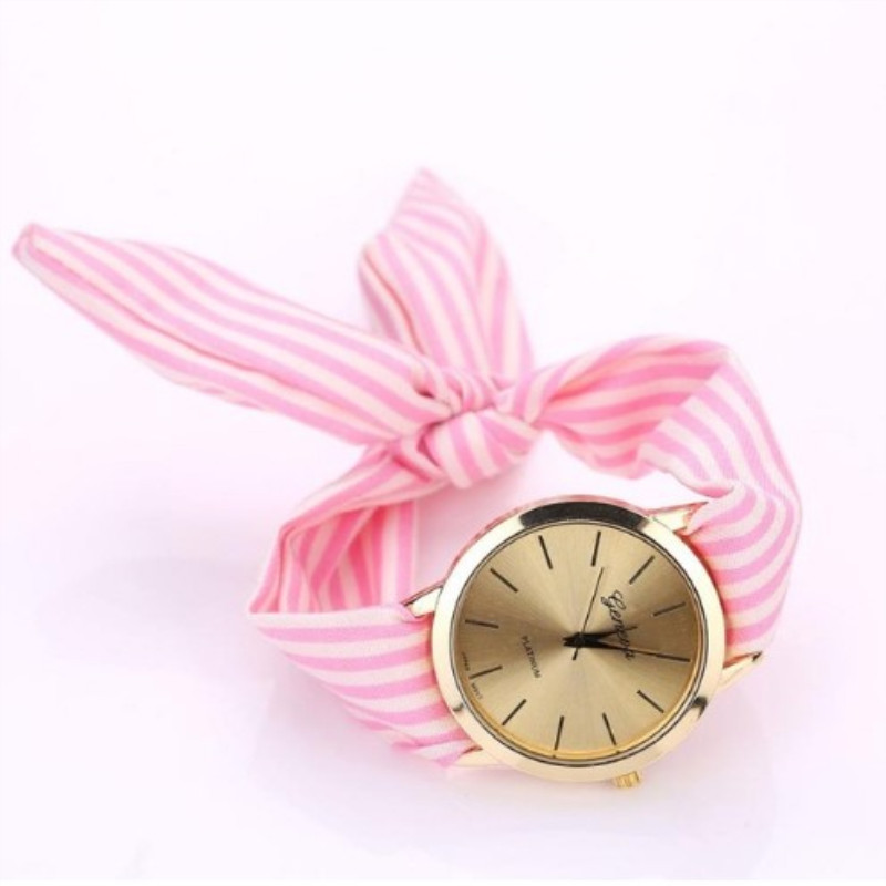 Wish New Strap Watch Women's Striped Fabric Craft Strap Student Watch Fashion Trend Quartz Watch Wholesale