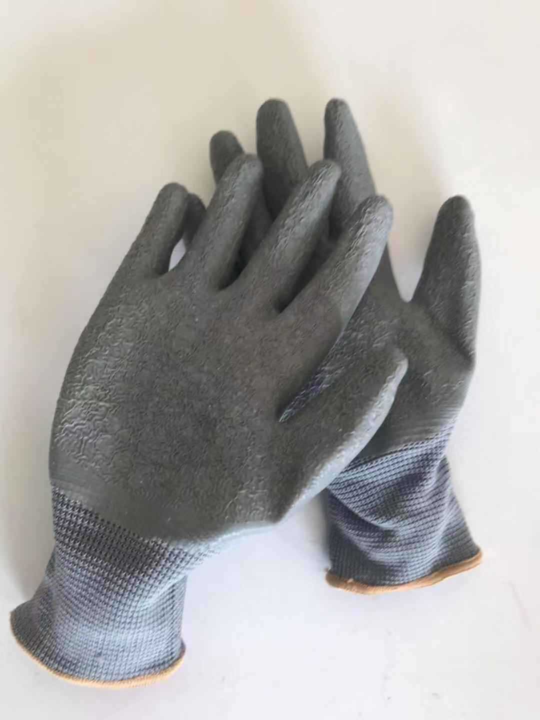 劳保手套工地干活手套劳保用品 劳保手套灰沙兰线皱乳胶耐磨手套