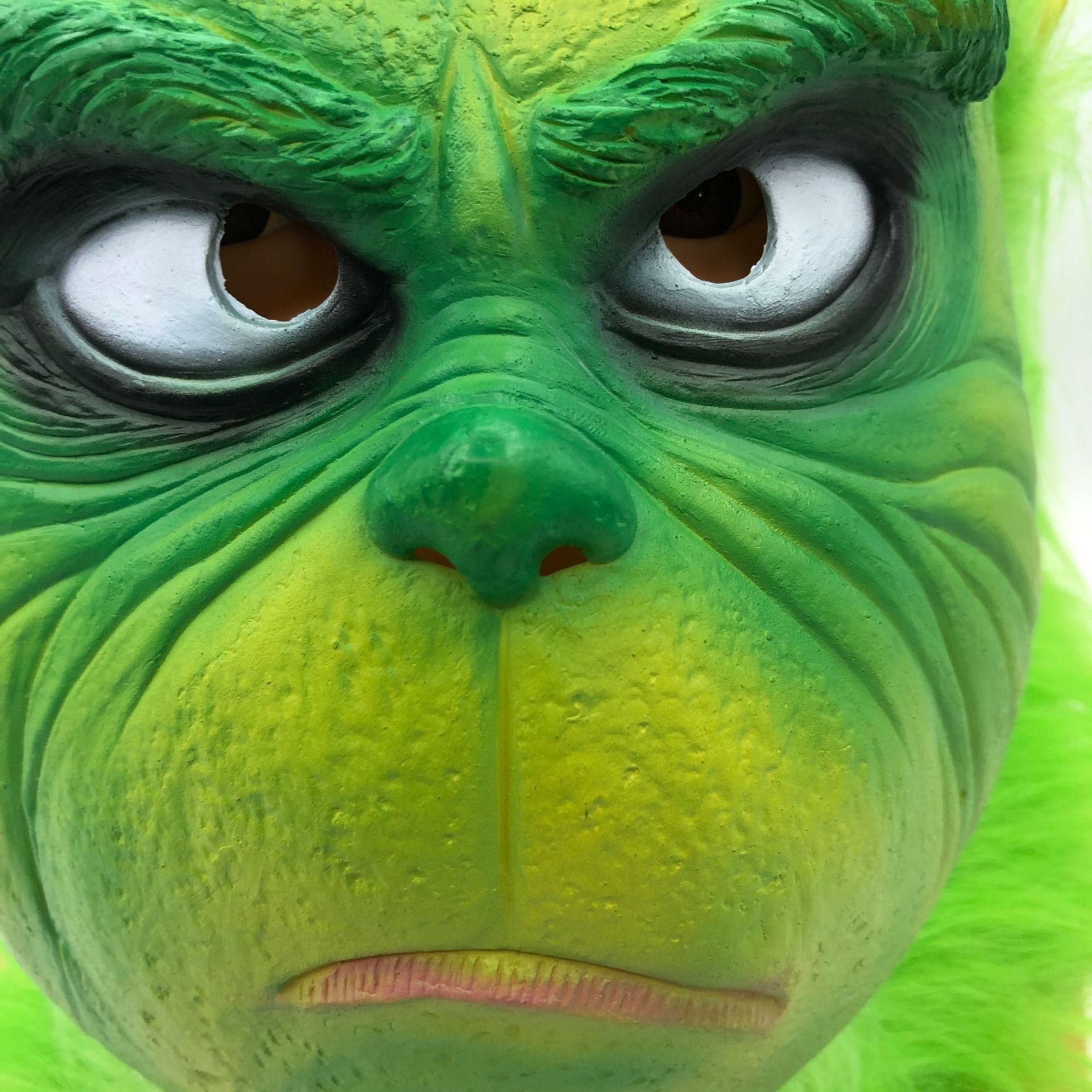 圣诞怪杰面具圣诞节乳胶头套cos绿毛怪格林奇面具 搞怪道具恶作剧