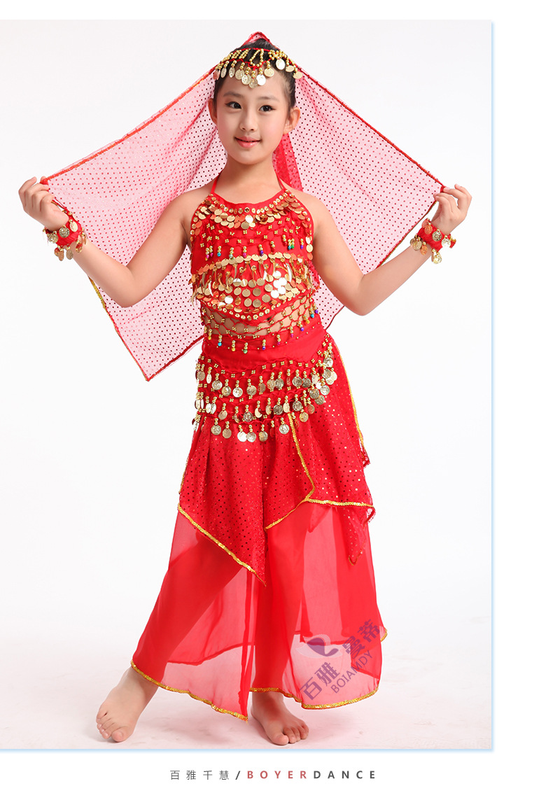 百雅曼蒂儿童印度舞2019新款夏季亮片裙套装六一少儿印度舞演出服