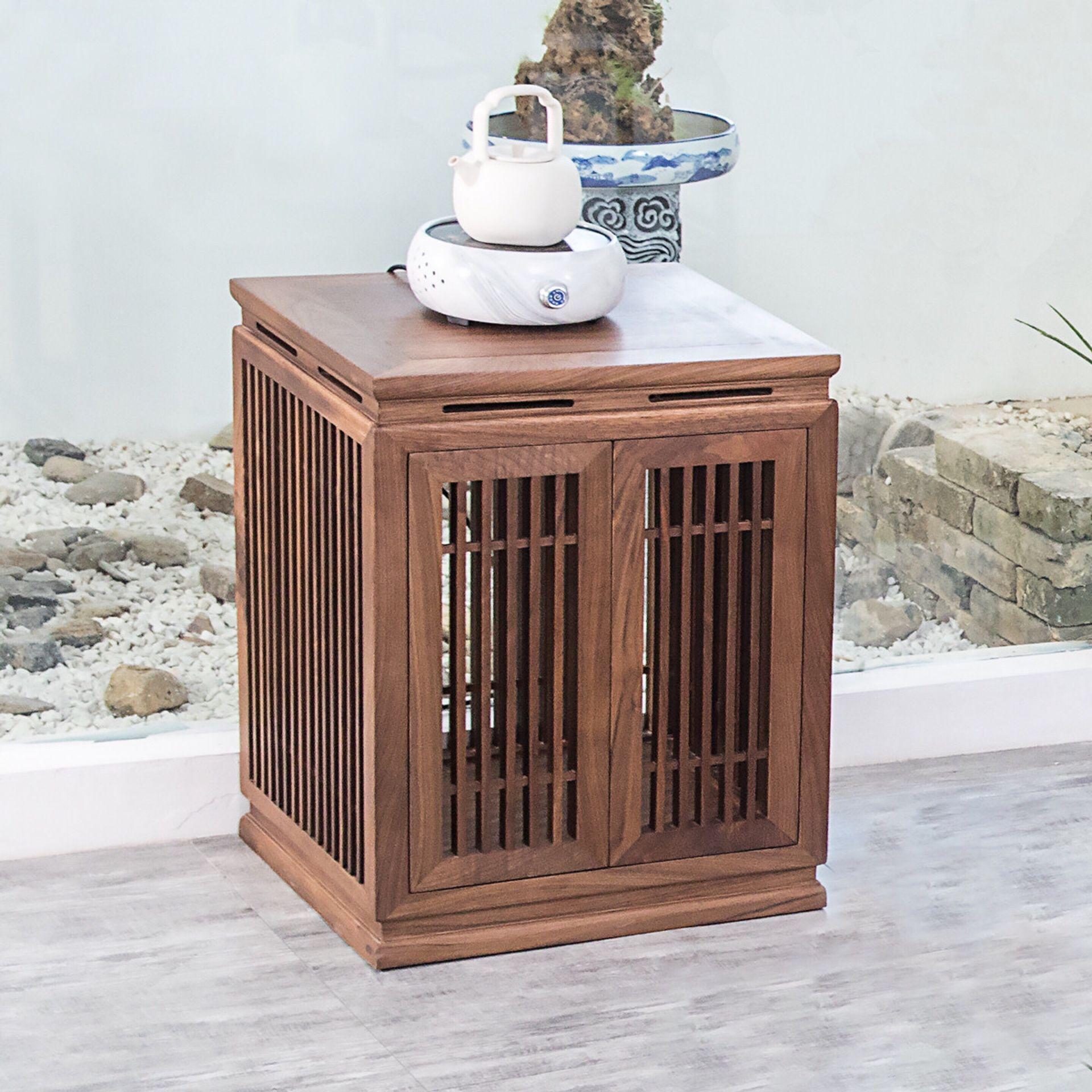 厂家直销老榆木茶水柜茶叶柜胡桃色置物柜餐边柜储物柜实木家具