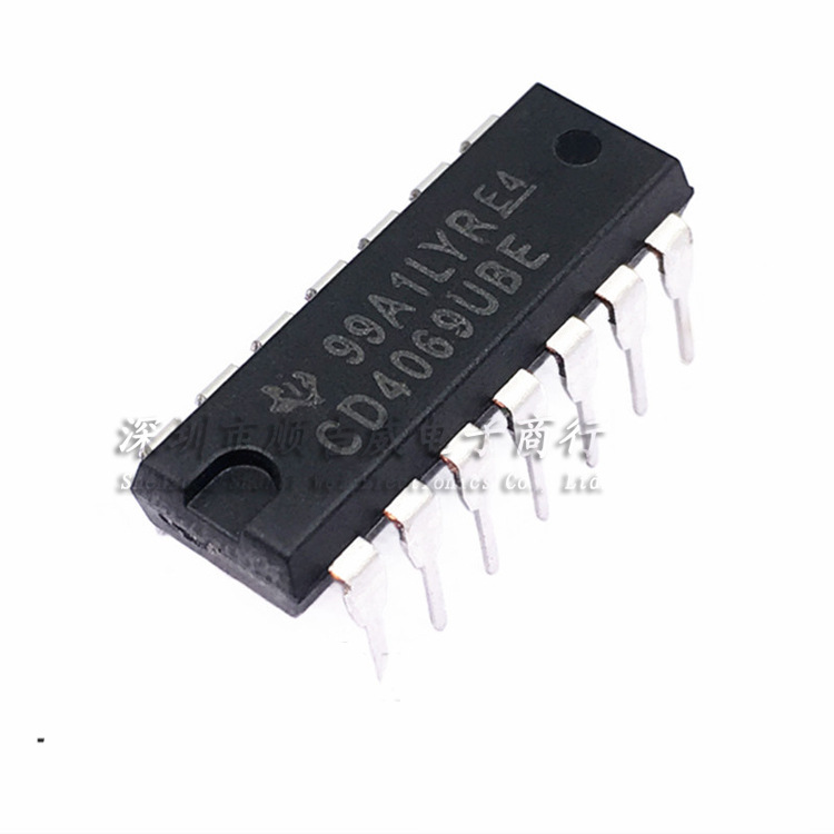厂家直销 cd4069be cd4069 dip-14封装 六非门反相器逻辑ic德州ti
