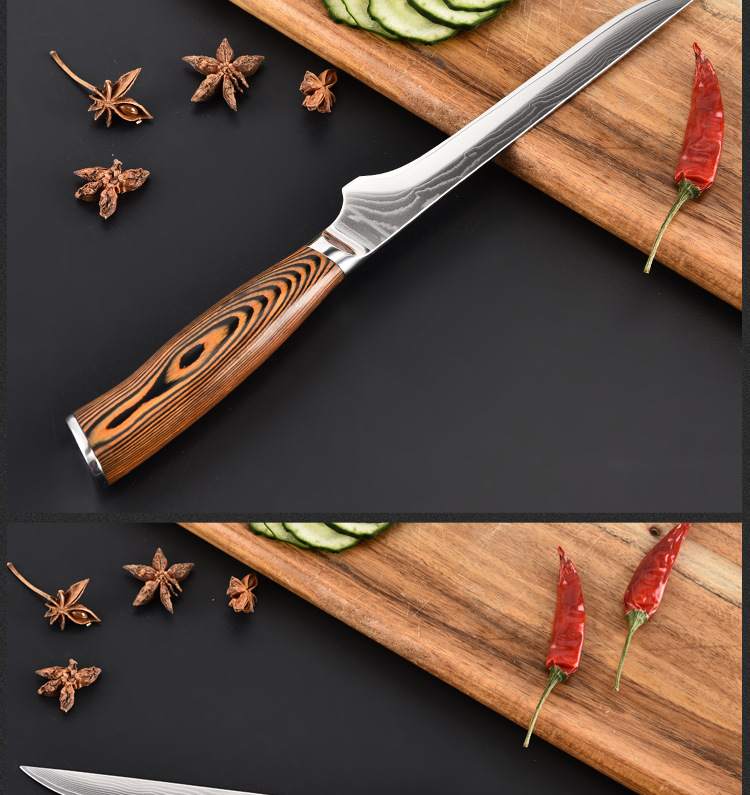 虎纹花纹剔骨刀 屠宰刀 割肉刀 切片尖刀 不锈钢厨刀分割刀具