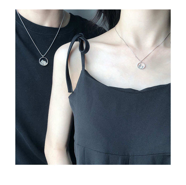 幕琦s925纯银韩版山海皆可平锁骨链颈链海誓山盟项链男女情侣款