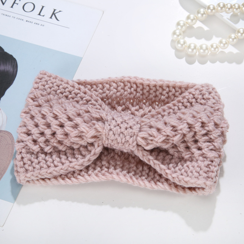 New Internet Celebrity Hair Band Knot Needle Bow Knitted Hair Band Wool Hair Band Autumn and Winter Warm Fashion Hair Band