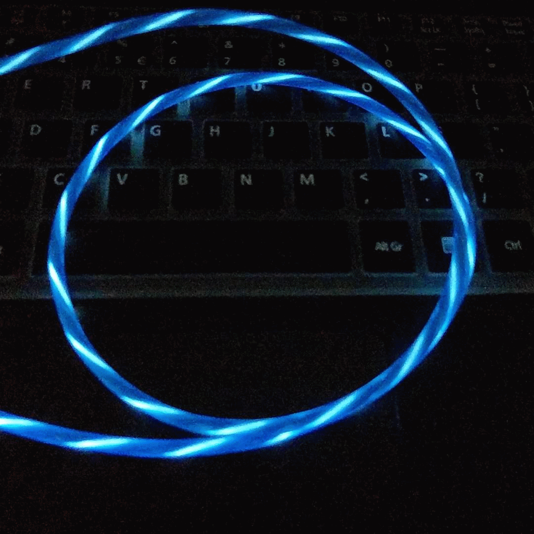 抖音同款流光数据线led发光数据线适用苹果安卓type-c手机充电线