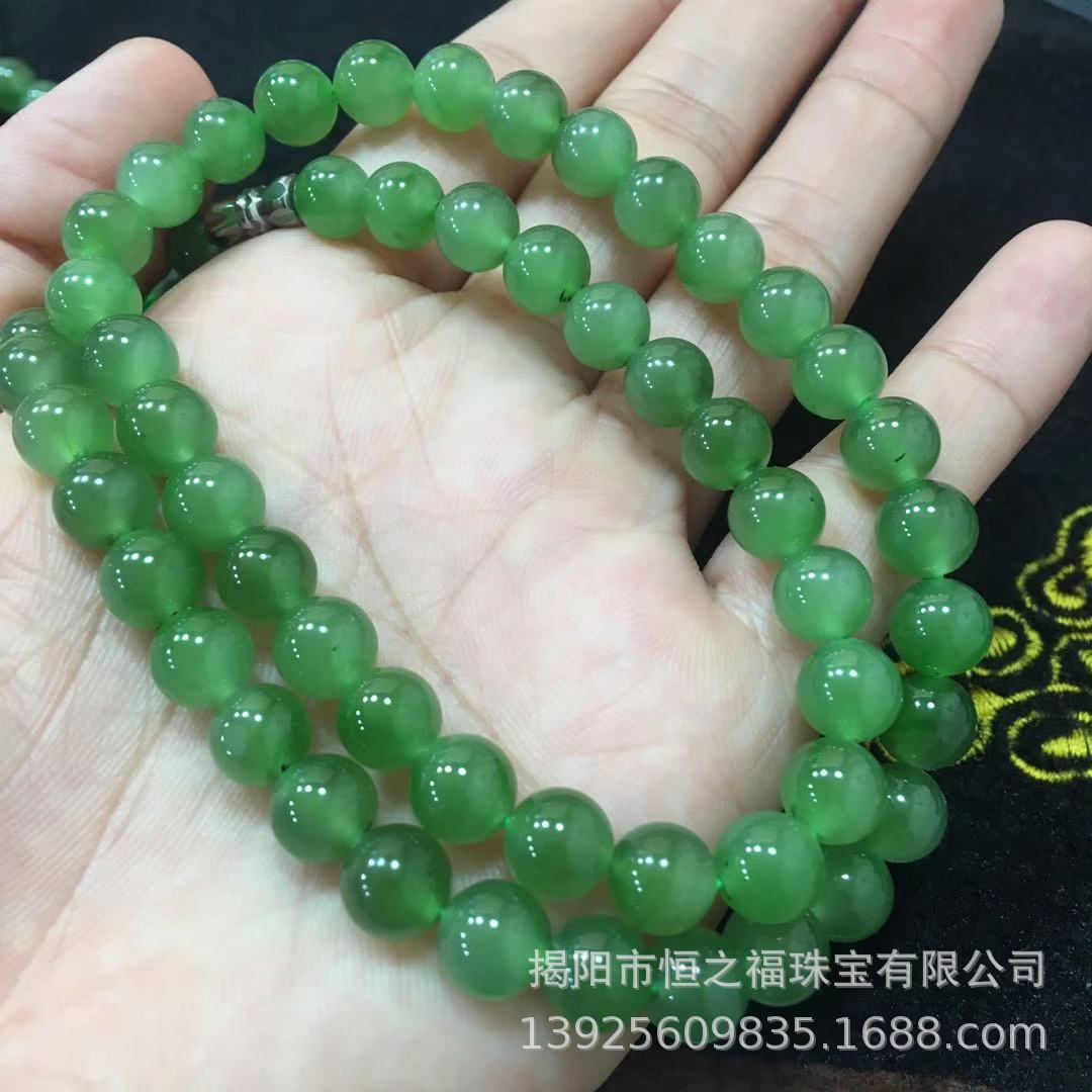 Jieyang Jade Factory Wholesale 8mm Hetian Jade Necklace Jade Bead Necklace 8mm Jade Jewelry