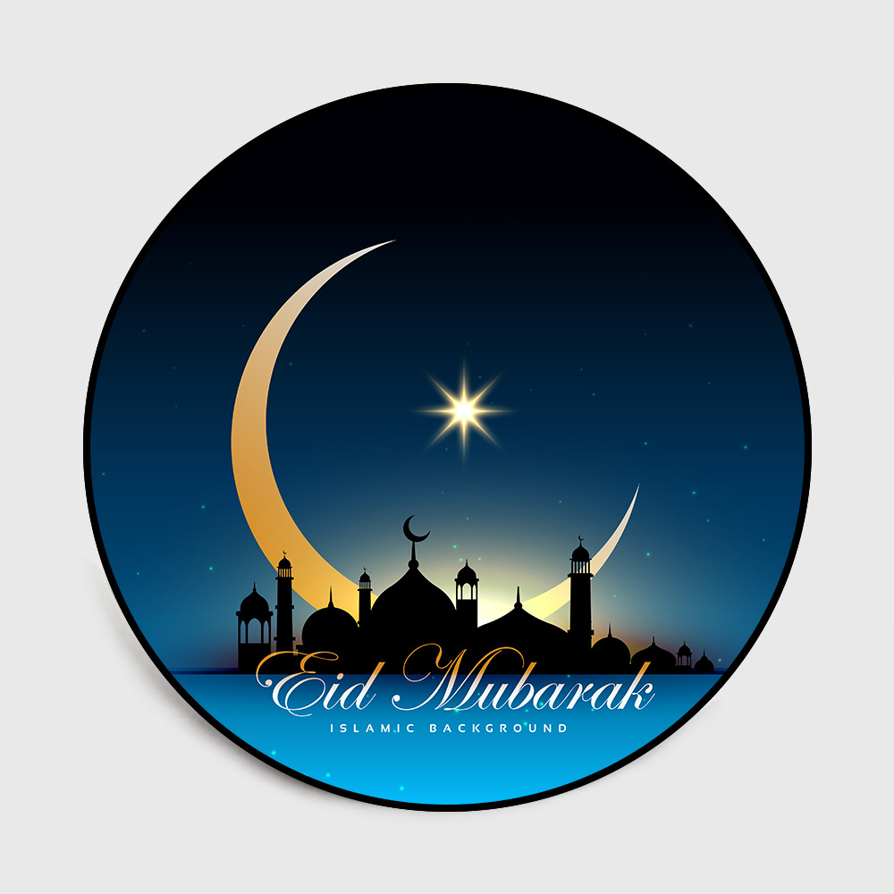 民族中东伊斯兰穆斯林开斋节日eid金粉黑色圆形客厅卧室地垫地毯