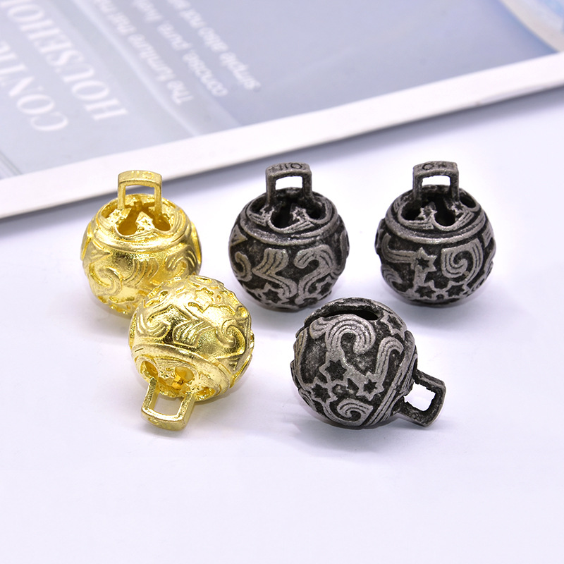 纯铜铃铛 古风镂空雕花电镀铸造黄铜铃铛 饰品配件吊坠挂件铃铛