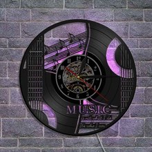 乐器音符黑胶CD唱片挂钟 创意复古家居装饰壁钟vinyl wall clock