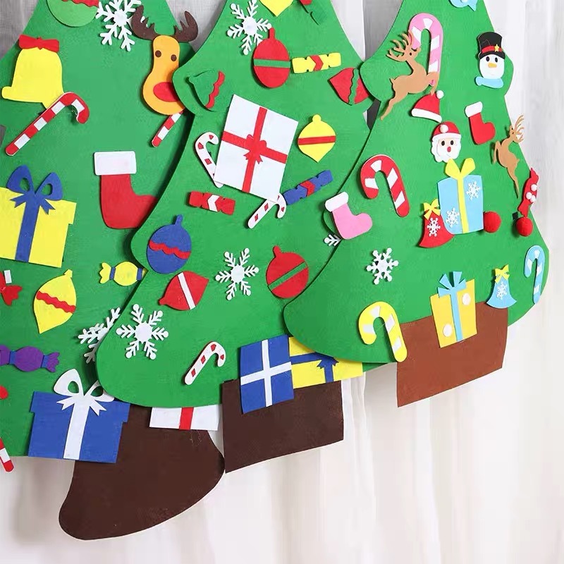 毛毡圣诞树定制量大优惠圣诞节立体墙饰无纺布圣诞树节日气氛挂饰