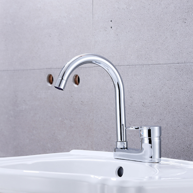 浴室水池冷热旋转水龙头 水槽洗菜盆水龙头 双联扳手式水龙头铜材