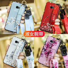 三星A70腕带花手机壳 S10 plus创意支架tpu边钻M30防摔A750保护套