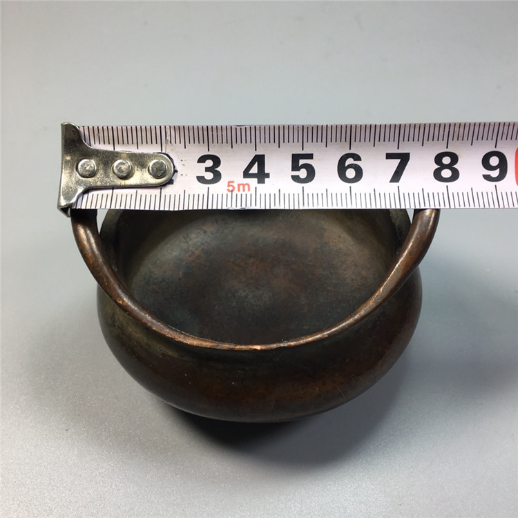 古玩杂项仿古做旧工艺品双耳三足炉仿紫铜香炉香薰炉家居摆件批发-阿