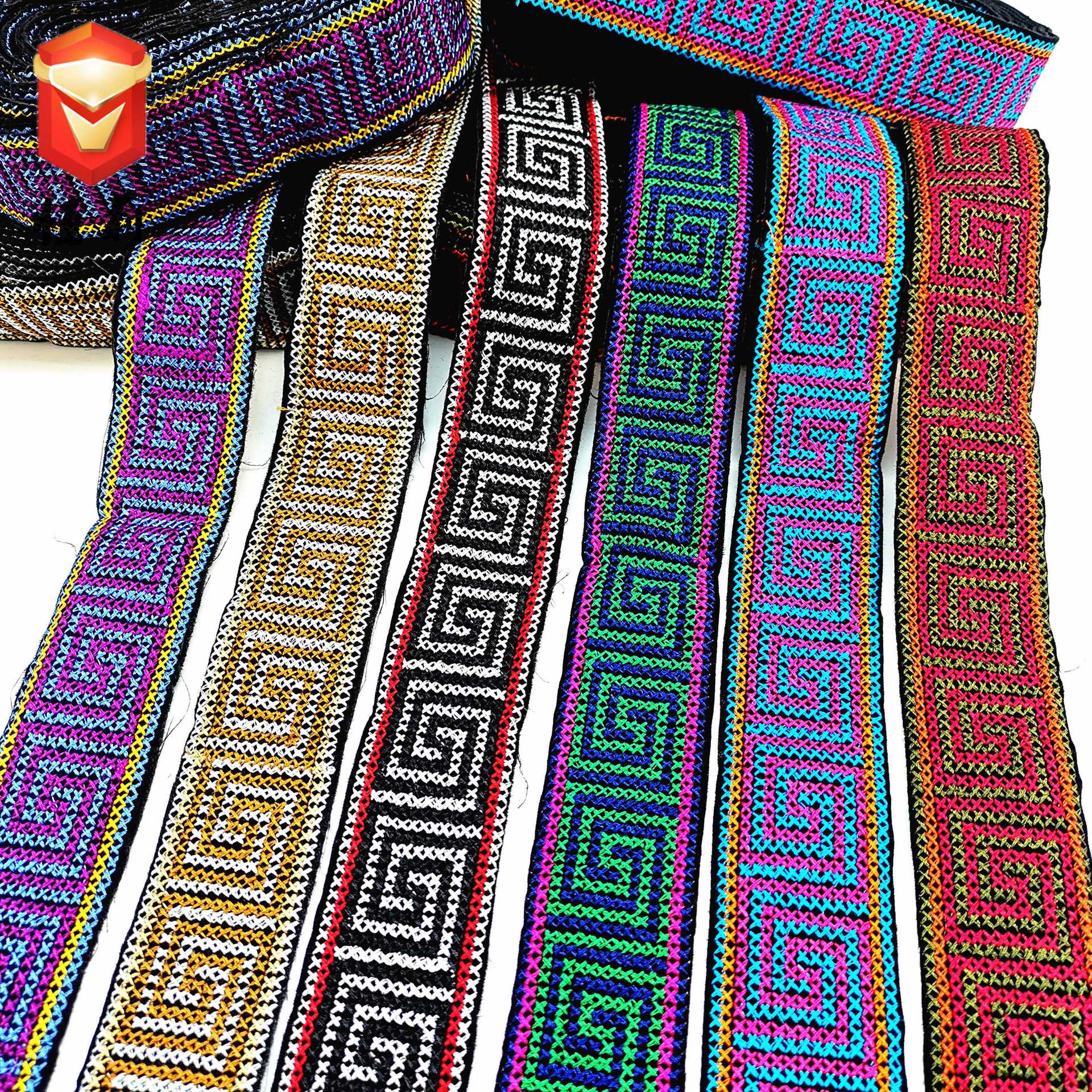 4cm民族风复古十字绣花边 彩色刺绣条码 服装鞋材包包带 厂家直销