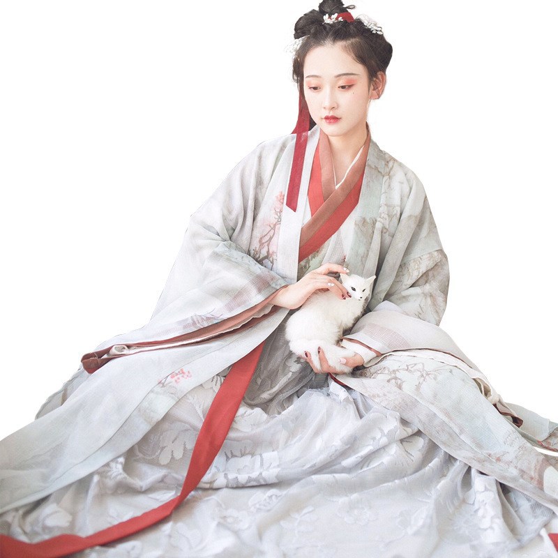 魏晋风汉服古装银狐仙女广袖流仙裙日常齐腰襦裙古风传统交领广袖