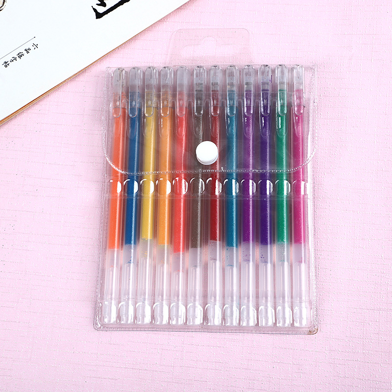 大容量一次性中性笔巨能写彩色中性笔闪光中性笔笔芯金属色笔荧光