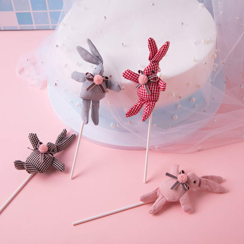 厂家直销许愿兔生日蛋糕装饰插件插牌 少女小清新摆件插件批发