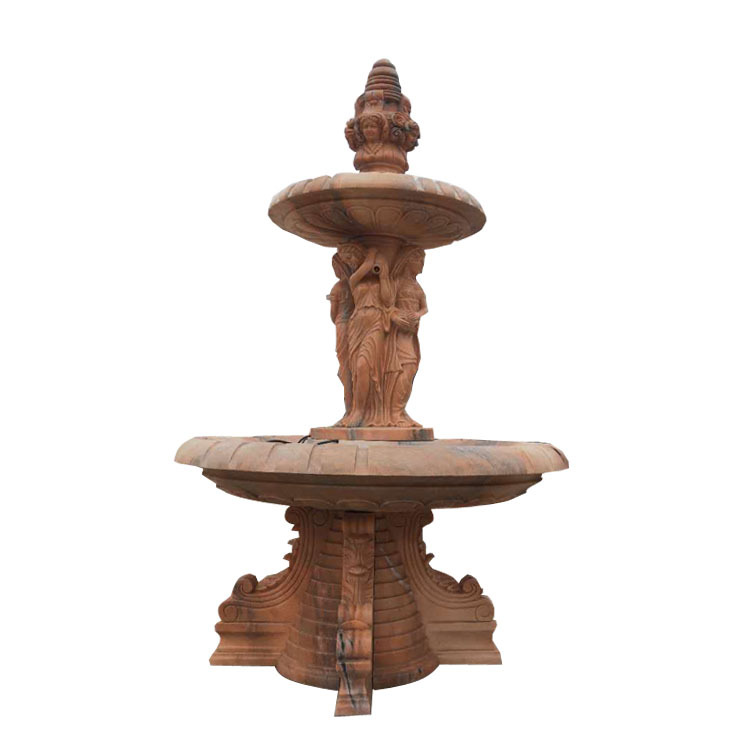 欧式石雕喷泉西方人物流水石钵别墅庭院酒店装饰园林景观喷泉摆件