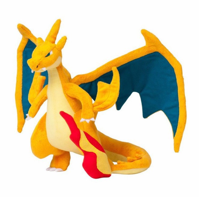 xy版喷火龙毛绒公仔 百万mage进化黄色蓝色喷火龙玩具