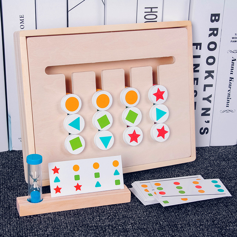 Wooden Montessori Teaching Aids 0.5 Four-Color Game Enlightenment Logical Thinking Orientation Training Puzzle Early Childhood Educational Toys