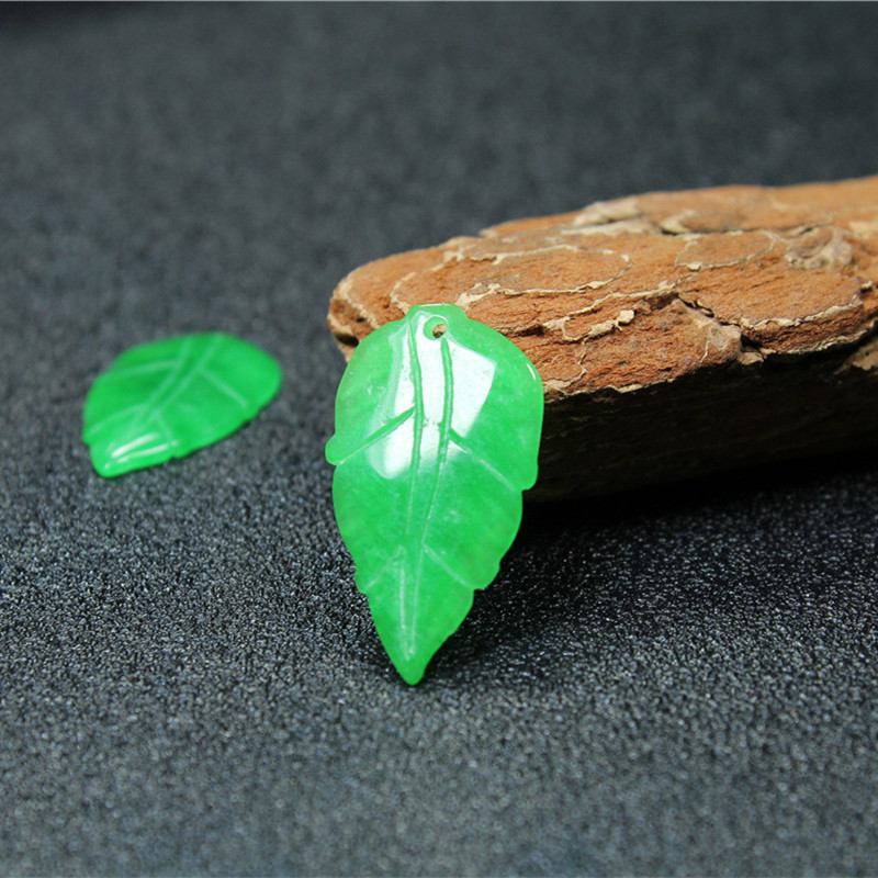 翡翠干青金枝玉叶树叶子发簪耳坠手工diy半成品玉石吊坠挂件