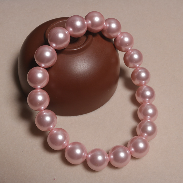 现货批发 天然贝壳珍珠手串 简约深粉色贝珠手链 女款手链