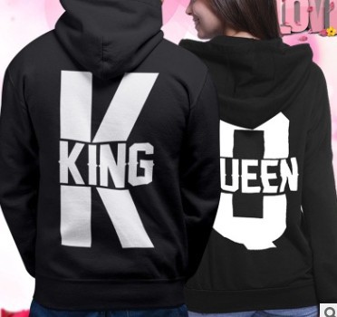 king/queen 长袖上衣 背后印花 字母带帽卫衣速卖通衣服跨境货源