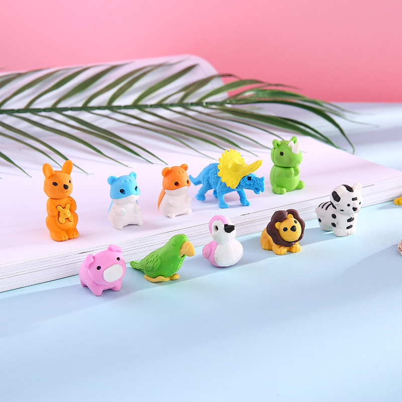 笼损千汇创意可爱卡通动物橡皮擦学习用品可拆装橡皮学生奖品礼品