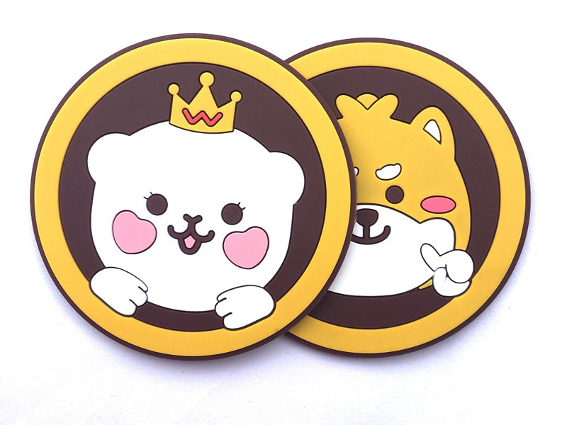 厂家直销定制款pvc杯垫 深圳创意礼品卡通软胶杯垫汪柴主杯垫定制