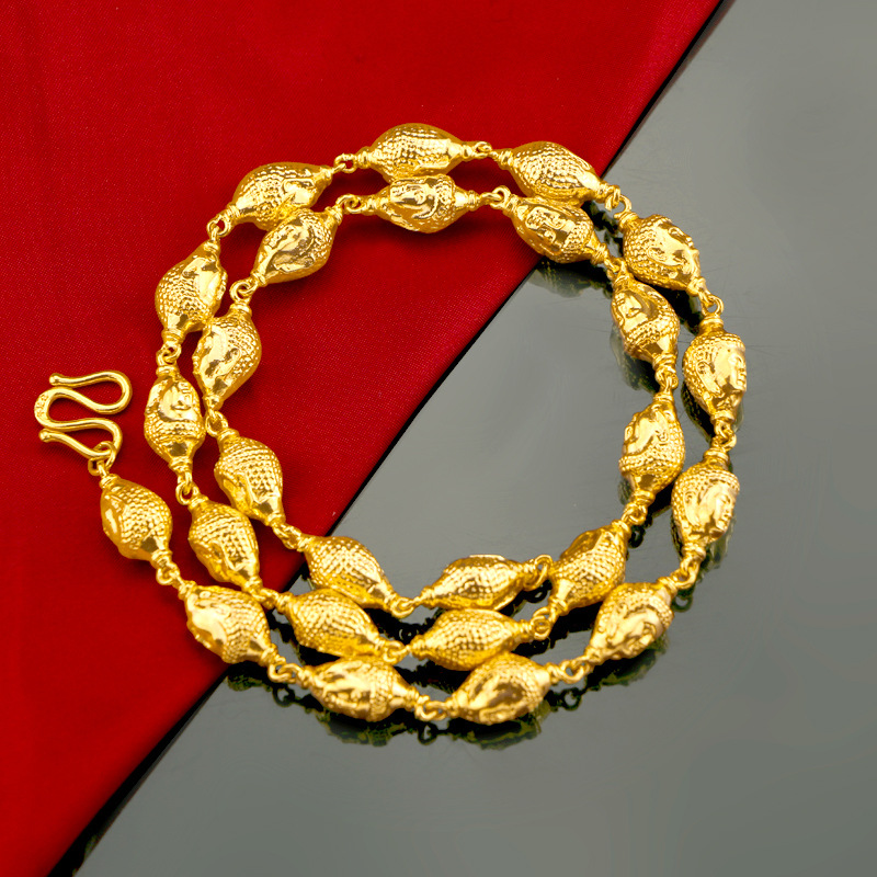 新款越南金项链男复古全佛头项链10mm实心黄铜镀黄金饰品厂家批发