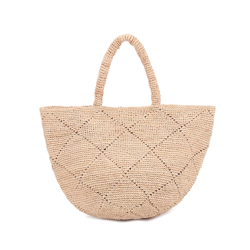 艺缘自制 ins同款拉菲草草编包 日系菱形出游沙滩包草编包旅行包