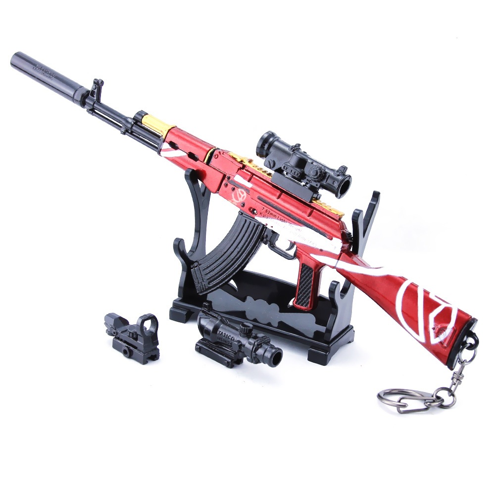 绝地求生和平战地生命誓言akm突击步枪钥匙扣 合金武器套装模型