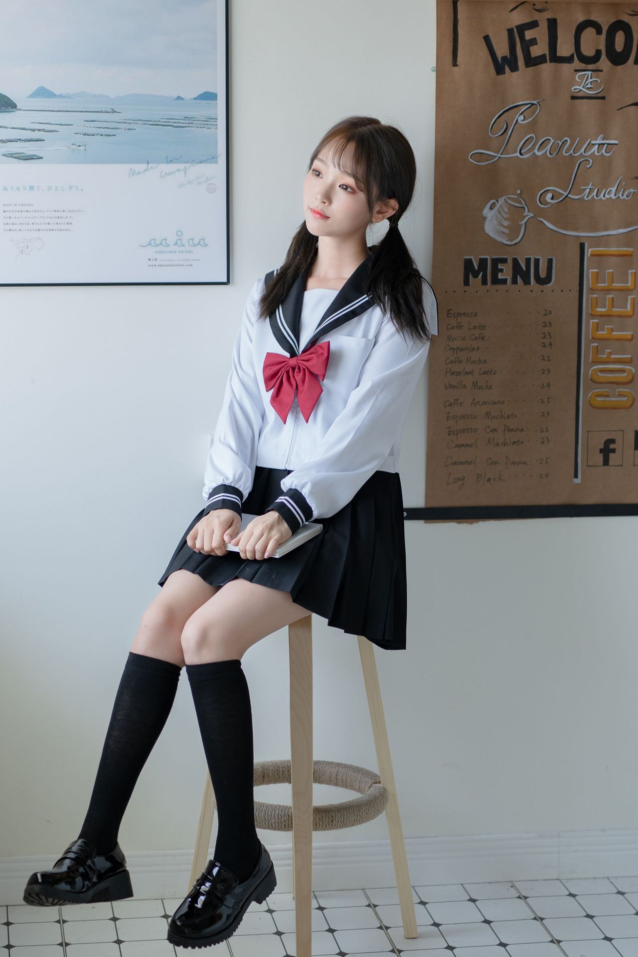 黑领白二本基础款正统jk制服定位线裙日本校服水手服学院风