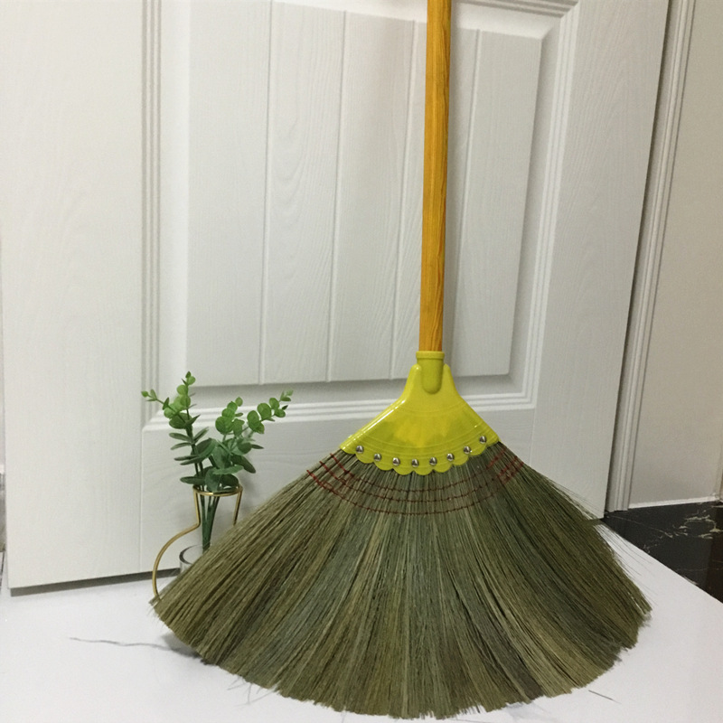 厂家直销家用软毛扫把凤尾草扫把软芒草笤帚扫帚草编扫帚八钉扫把