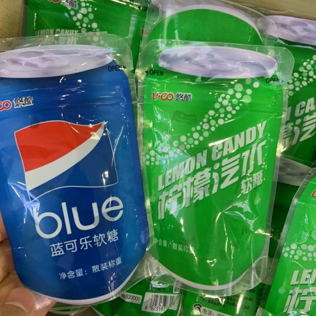 悠酷 蓝可乐软糖,柠檬软糖一箱6斤