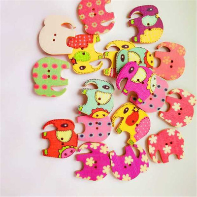 卡通创意大象木纽扣混装批发直销 彩绘木头扣子diy手工贴画装饰扣