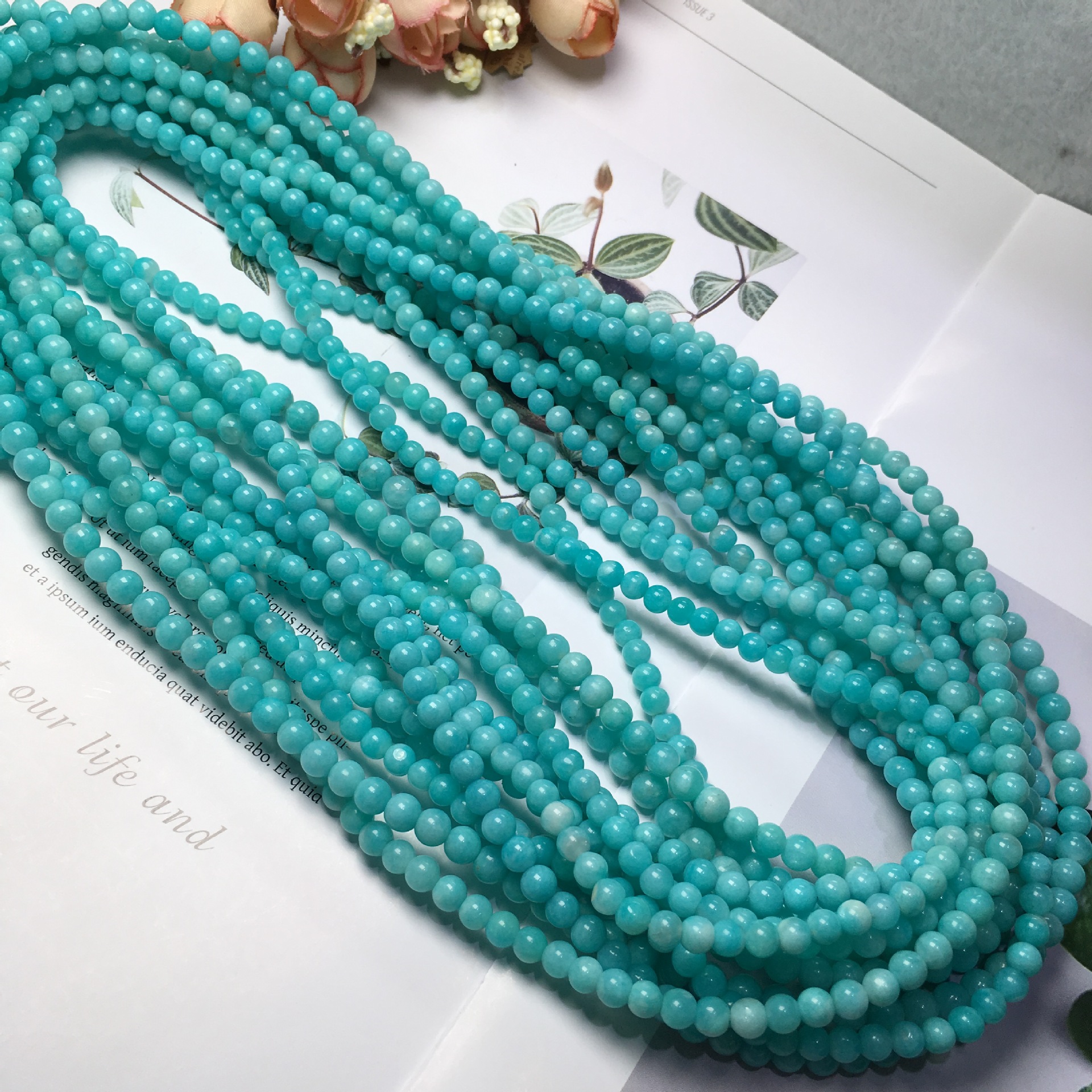 天然俄罗斯天河石三圈手链 天河石手串 水晶饰品多圈佛珠批发