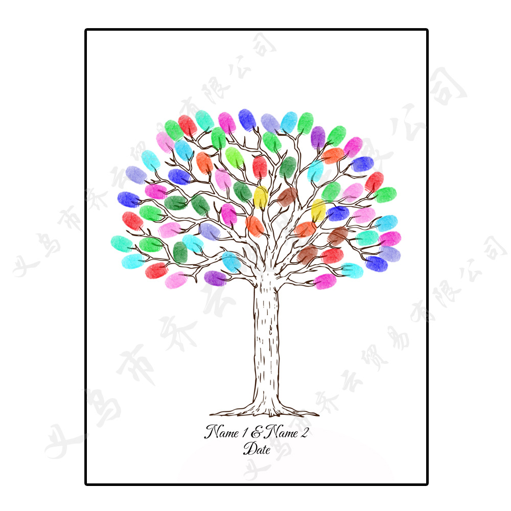 指纹diy签到树 洗礼生日派对 指纹签到画 hk077