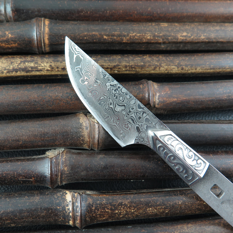 厂家直供茶刀胚关公刀胚大马士革刀坯直坯茶剑茶针钢胚 茶刀配件