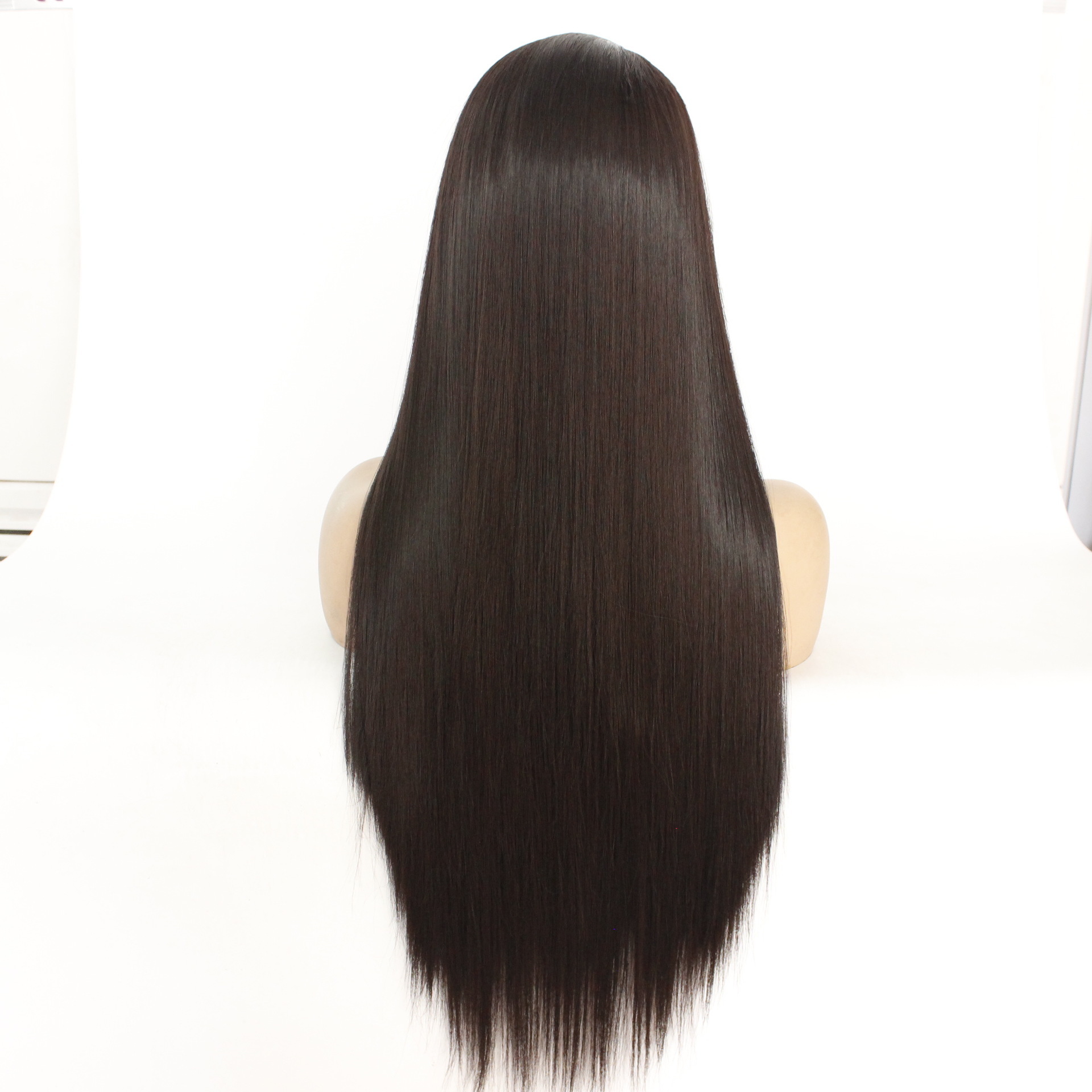 厂家直销 化纤前蕾丝女士黑色自由分长直发 亚马逊热销假发头套