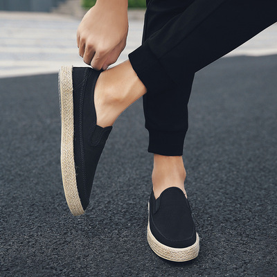 夏季男士休闲透气网布鞋运动一脚蹬懒人鞋一件代发老北京帆布鞋